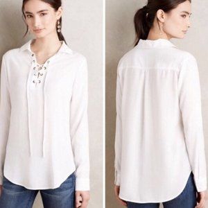 Rani Lace Up Blouse by Anthropologie.